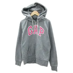 ギャップ GAP パーカー ジャケット 上着 ミドル丈 M グレー ロゴ 裏起毛 /HO36 ■ECA003