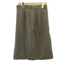 カルバンクライン CALVIN KLEIN スカート ウール 9 カーキ 無地 タック入り ミディ丈 /KK ■ECC003