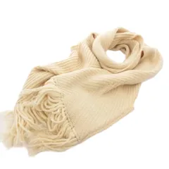 ルイヴィトン LOUIS VUITTON マフラー ストール フリンジ ニット ウール カシミヤ混 白 ホワイト /FF ■GY62