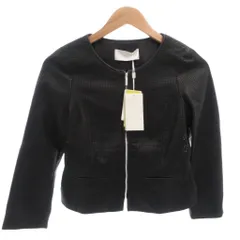 ヒューゴボス HUGO BOSS レザージャケット 羊革 ペプラム パンチング 黒 ブラック /FF ■GY62のサムネイル