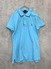 Ralph Lauren ラルフローレン SKINNY FIT ロゴ刺繍 ポロシャツ sizeM/水色 ■◆ レディース