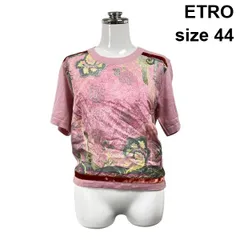 ◆ エトロ ETRO セーター トップス 半袖 異素材 切り替え シルク ウール 花柄 ピンク 44 S～M 7号～9号 レディース S6D440のサムネイル