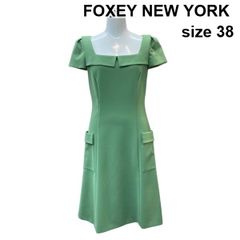 美品 フォクシーニューヨーク ワンピース半袖ストレッチ38レディース