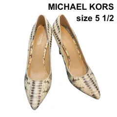 ◇ マイケルマイケルコース MICHAEL KORS パンプス ポインテッドトゥ パイソン型押し 靴 白 黒 5 1/2 22.5cm前後 レディース Z6B705のサムネイル