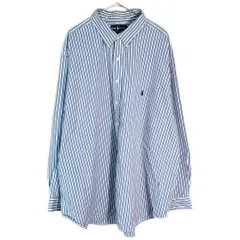 RALPH LAUREN ラルフローレン ボタンダウン 長袖シャツ ストライプ ライトブルー(メンズ 3XB BIG)中古 古着 X9479