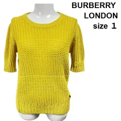 ◇ バーバリーロンドン BURBERRY LONDON サマーニットセーター 5分袖 型番 B1N32-725-62 黄色 麻 綿 Sサイズ 7号相当 レディース S6D465