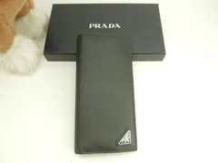 プラダ 2折長財布 三角ロゴ サフィアーノレザー黒 ブラザ ロングウォレット@62B