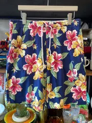 MP283) POLO Ralph Lauren ハイビスカス柄 ハーフパンツ Sサイズ 古着 現状品 / ポロ ラルフローレン ショートパンツ ショーツ ボタニカル リゾート