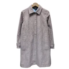 【中古】　A.P.C.　ステンカラーコート　ロング丈　アウター　総柄　チェック　ガンクラブ柄　ハウンドトゥース　古着　/2411のサムネイル