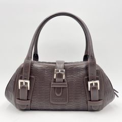 PRADA（プラダ）フリンジ トートバッグ レザー ブラウン スタッズ装飾