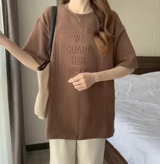 ＜在庫処分＞レディース 半袖Tシャツ Mサイズ 夏用 韓国風 ゆったり ロゴデザイン bu1