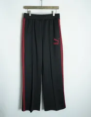 美品 PUMA プーマ T7 TRACK PANTS WIDE PUMA BLACK ライン トラック パンツ ジャージ 622913-01 サイズM 黒 3032Q★2