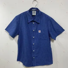 FRANKLIN & MARSHALL 半袖シャツ チェック柄 コットン100 スリムフィット ブルー レディースM〜L相当のサムネイル