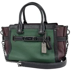【在庫一掃】 コーチ COACH ロゴ ハンドバッグ 2WAY ショルダーバッグ ターンロック ハンドバッグ レザー グリーン 37003 レディース 【中古】