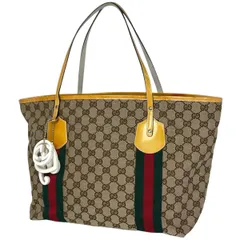【在庫一掃】 グッチ GUCCI GG柄 トートバッグ シェリーライン エナメル トートバッグ GGキャンバス ベージュ イエロー 211970 レディース 【中古】