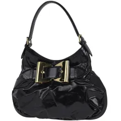 【在庫一掃】 グッチ GUCCI ロゴ ショルダーバッグ リボン エナメル ハンドバッグ ショルダーバッグ レザー ブラック 189885 レディース 【中古】