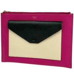 【在庫一掃】 セリーヌ CELINE ロゴ クラッチバッグ ポーチ クラッチバッグ レザー ピンク レディース 【中古】