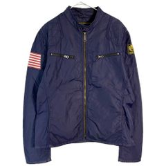 DENIM&SUPPLY RALPH LAUREN デニムアンドサプライ ラルフローレン モーターサイクルジャケット ネイビー(メンズ L)中古 古着 X9498