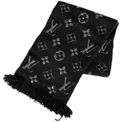 【在庫一掃】 ルイ・ヴィトン Louis Vuitton エシャルプ ロゴ マニア シャイン モノグラム マフラー ウール シルク ポリエステル ブラック シルバー レディース 【中古】