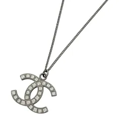 【在庫一掃】 シャネル CHANEL ココマーク ラインストーン ネックレス CC ネックレス シルバーメッキ ラインストーン シルバー レディース 【中古】
