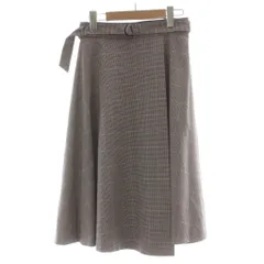 アナイ ANAYI 18AW スカート 36 黒 ブラック 赤 レッド 茶色 ブラウン チェック柄 ミディ丈 ベルト付き /DU