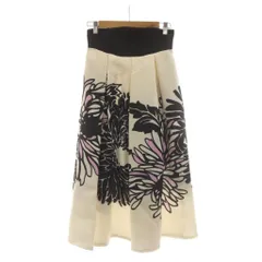 リナシメント RINASCIMENTO ロングスカート フレア タック XS 白 ホワイト 黒 ブラック 花柄 /RR