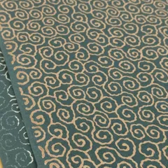 1m　560-486-3E 浅黄色 生地 唐草模様 和柄 獅子舞 衣装 飾り シーチング・プリント 布 綿 伝統柄 風呂敷 お正月柄 布地 110cm幅