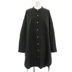 ミズイロインド mizuiro ind バンドカラーシャツワンピース ノーカラーシャツワンピース ロング ミモレ 長袖 黒 ブラック /HN