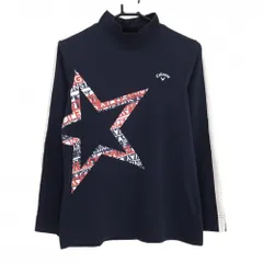 キャロウェイ 長袖ハイネックシャツ ネイビー×白 袖ライン 星 レディース LL ゴルフウェア Callaway