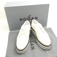 美品 HOGAN ホワイト レザー レースアップシューズ34 - メルカリ