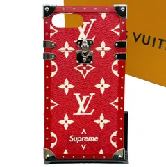 使用少　ルイヴィトン　シュプリーム 　コラボ　アイトランク　iPhoneケース　スマホケース　M67758 　iPhone7+/8+ 対応　モノグラム　レッド　バンパー　LOUIS VUITTON  ×  Supreme　箱付　dn2