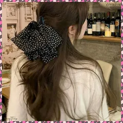 送料無料 ドット柄リボンバンスクリップヘアクリップ ヘアアクセサリー 水玉 大きめリボン ビッグリボン 韓国ファッション 大人ガーリー簡単 ヘアアレンジ ハーフアップ髪飾り フェミニンまとめ髪 ポニーテール 上品 ポニーテール可愛い