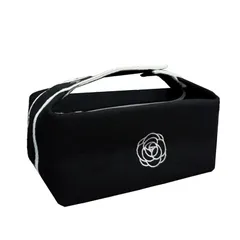 【新品】 クラッチバッグ コスメポーチ レディース かわいい 化粧 メイクポーチ 小物入れ 大容量 旅行 持ち運び カメリア ポーチ (ブラック) 1