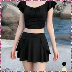 送料無料 水着レディース ビキニ2点セット 韓国風 水着2点セット フリル水着 大人ガーリー セパレート水着 パンツ付きミニスカート 露出控えめビーチウェア 夏 海 海水浴 フリル ビキニ水着 体型カバー ビキニ 大人可愛い 水着