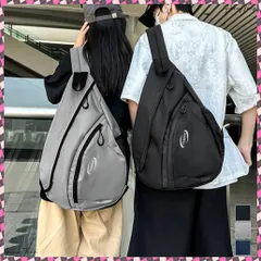 送料無料 ワンショルダーテックバッグ軽量涙型バッグ ボディバッグ 韓国風 肩掛けバッグ 大容量 スポーティー鞄 カジュアル メッセンジャーバッグ ナイロン アウトドアバッグ ユニセックスバッグ スリングバッグ黒 大きめ 斜めがけ鞄