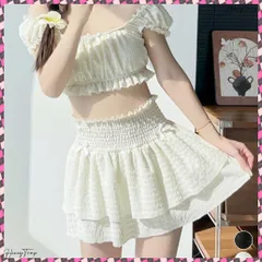 送料無料 水着レディース ビキニスカート3点セット オフショルダートップス ショートパンツ ハイウエスト スカート水着セット 露出控えめスイムウェア おしゃれセパレート水着 フリル ビキニ水着 大人かわいいみずぎ 可愛いビーチウェア