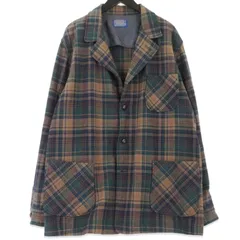 PENDLETON ペンドルトン アンコンジャケット USA製 ウール チェック柄 くるみ釦 70-80s ウール ブラウン XL  99000736のサムネイル