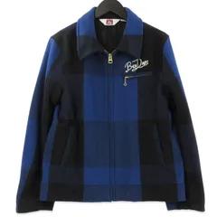 BEN DAVIS ベンデイビス チェック ウールジャケット MX-3980006 メルトン ジップ ブルゾン ブルー M 71015473