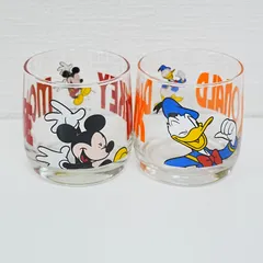[NI] ディズニー　Disney　ミッキー　ドナルド　グラス　透明　レトロ デザイン　2点まとめて