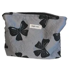 【新品】 化粧ポーチ メイクポーチ 化粧品 収納 メイクボックス 大容量 機能的 コスメポーチ おしゃれ 小物入れ かわいい 旅行用 出張用 持ち運び 収納ポーチ プレゼント 花柄 ヒョウ柄 グレー・ボウ 1