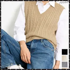 ニットベスト ケーブル編み 重ね着韓国風 体型カバー レイヤードベスト レディース 大人カジュアル ニットトップス Vネック ニットジレ ノースリーブニットソー 編み柄ベスト春秋冬 ベストセーター通学 無地ニットチョッキ 送料無料