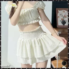 水着レディース ビキニスカート3点セット オフショルダートップス ショートパンツ ハイウエスト スカート水着セット 露出控えめスイムウェア おしゃれセパレート水着 フリル ビキニ水着 大人かわいいみずぎ 可愛いビーチウェア 送料無料