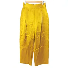 ジェーンスミス JANE SMITH サテン ワイドレッグパンツ スラックス 36 黄色 からし色 0818