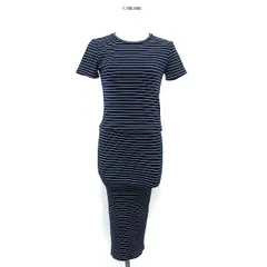 ポロ ラルフローレン POLO RALPH LAUREN 国内正規品 セットアップ リブ カットソー クロップド ナロー スカート ロング ストレッチ 半袖 S XS 紺 ネイビー /NT12