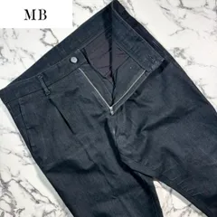 極美品/タック加工(L位)●MB アイテム デニム パンツ ブラック 黒 ストレッチ素材 メンズ 春夏 スラックスライク テーパード コットンのサムネイル