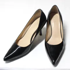 16【美品】Cole Haan コールハーン パンプス 6J 23.0cm 黒 ブラック エナメル パテント NIKE AIR トップリフト新品交換済 ★美品★