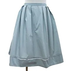 フォクシーニューヨーク FOXEY NEW YORK ストレッチグログラン タック フレア スカート 膝丈 38 サックスブルー 1113 IBO84