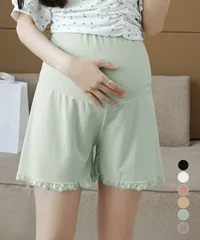 マタニティ ペチコート 裾レース ペチパンツ マタニティウェア お腹巻き付き アジャスター付き ハイウエスト ショートパンツ 産前産後 ゆったり 透け防止 インナーパンツ 妊婦服 CH85YN-900474