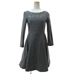 プロポーション ボディドレッシング PROPORTION BODY DRESSING ワンピース 長袖 膝丈 レース ウール混 タック フレア 2 グレー 0205