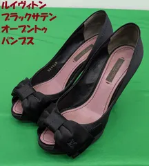 【程度C】ルイヴィトン ブラックサテンオープントゥ パンプスのサムネイル
